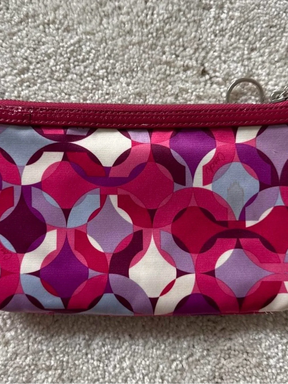 Coach Pink and Purple Geometric Wristlet Clutch